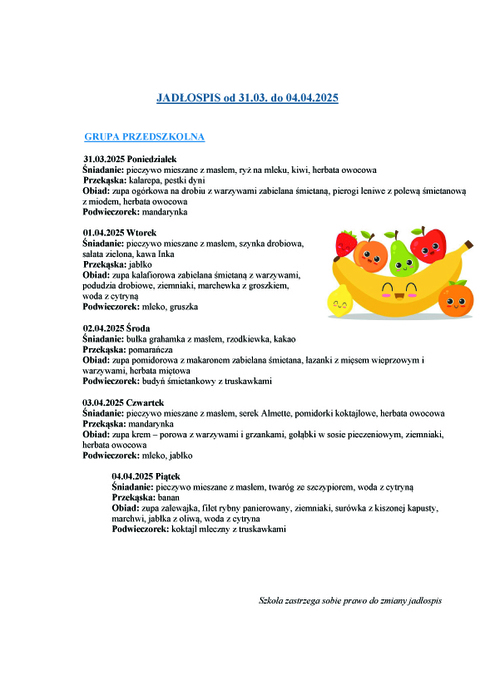 jadospis grupy przedszkolnej 3103 04042025r