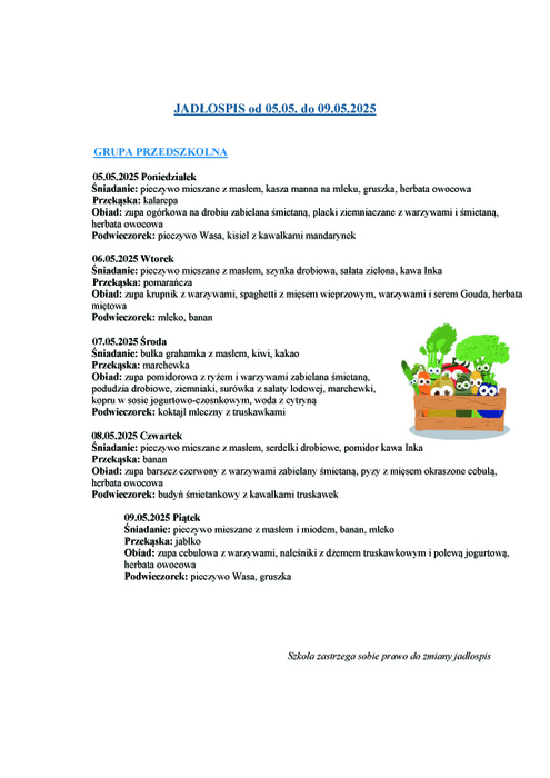 jadospis grupy przedszkolnej 0505 09052025r