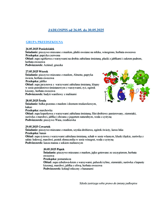 jadospis grupy przedszkolnej 2605 30052025r