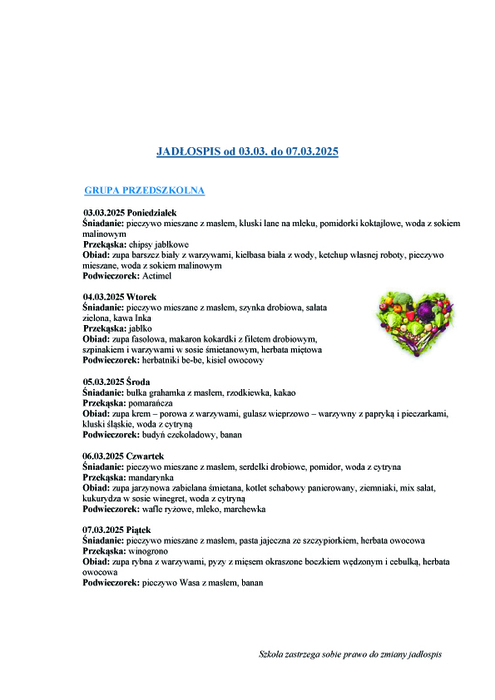 jadospis grupy przedszkolnej 0303 0703